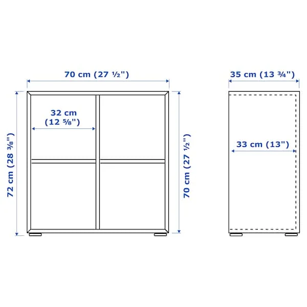 EKET cabinet combination with feet, white, 70x35x72 cm
