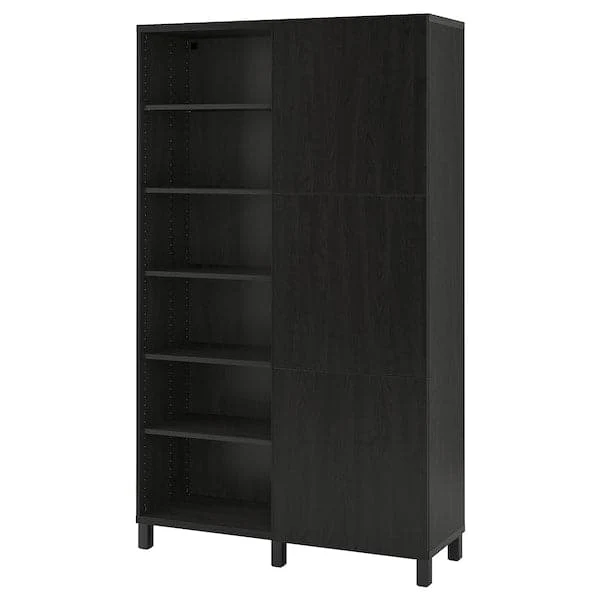BESTÅ storage combination with doors, black-brown/Lappviken/Stubbarp black-brown, 120x42x202 cm