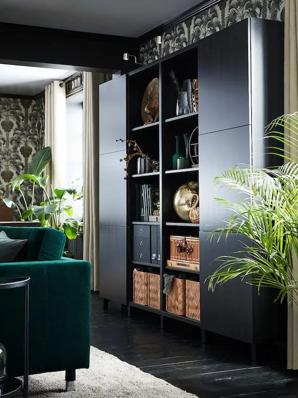 BESTÅ storage combination with doors, black-brown/Lappviken/Stubbarp black-brown, 120x42x202 cm