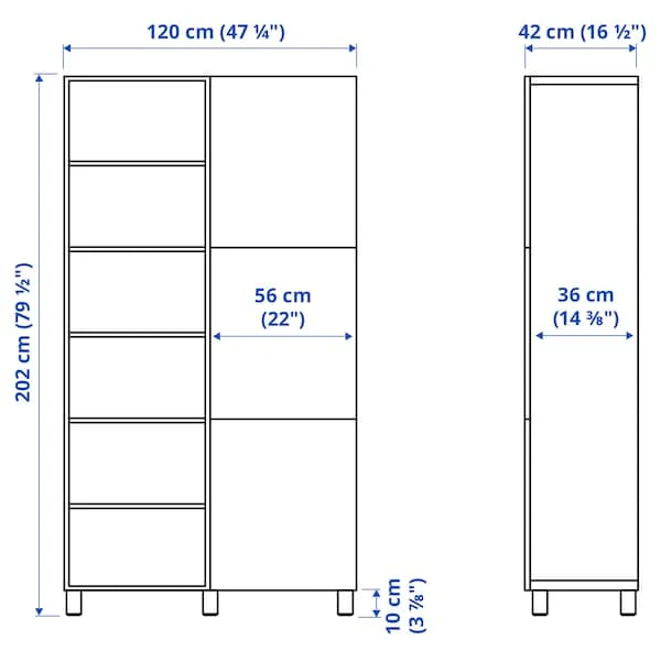BESTÅ storage combination with doors, black-brown/Lappviken/Stubbarp black-brown, 120x42x202 cm