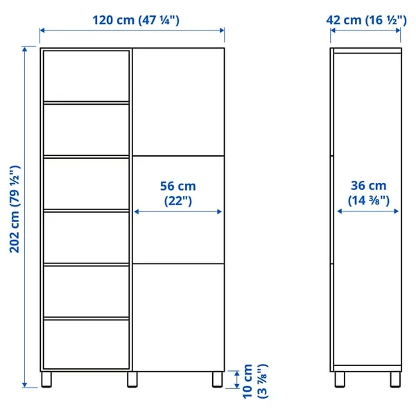 BESTÅ storage combination with doors, black-brown/Lappviken/Stubbarp black-brown, 120x42x202 cm