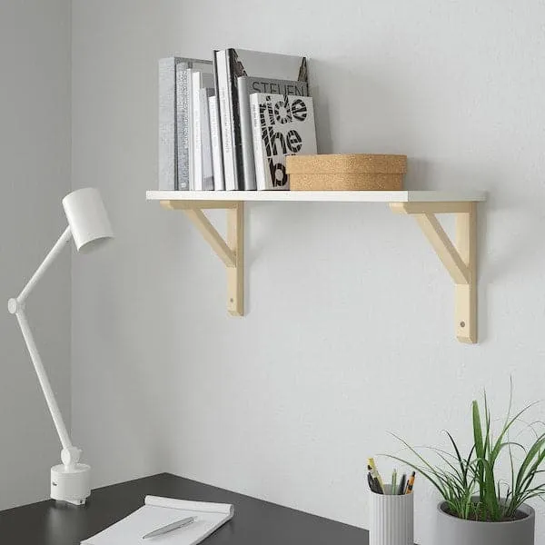 BURHULT / SANDSHULT wall shelf, white/aspen, 59x20 cm