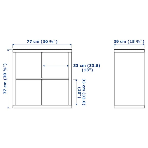 KALLAX shelving unit with doors, high-gloss/white, 77x77 cm