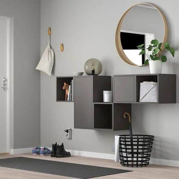 EKET wall-mounted cabinet combination, dark grey, 175x35x70 cm