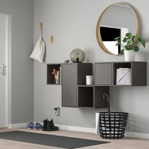 EKET wall-mounted cabinet combination, dark grey, 175x35x70 cm