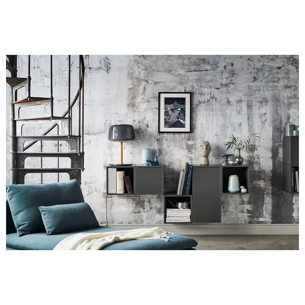 EKET wall-mounted cabinet combination, dark grey, 175x35x70 cm