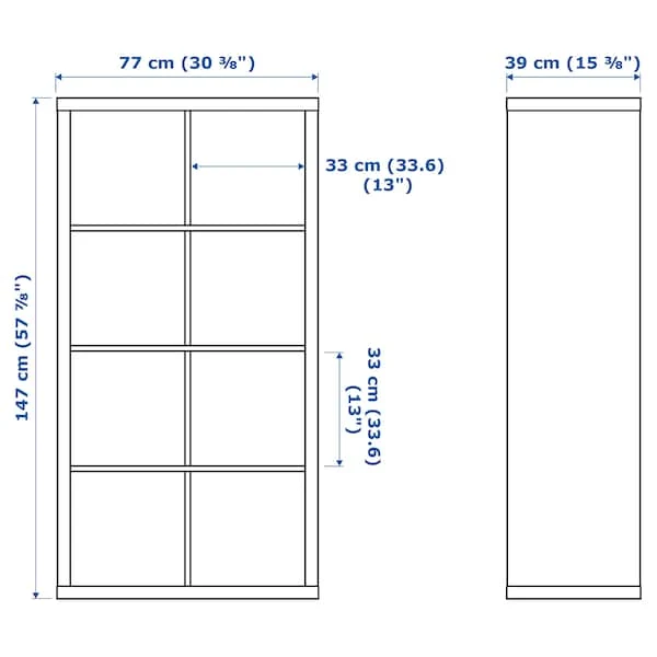 KALLAX shelving unit with doors, black-brown, 77x147 cm