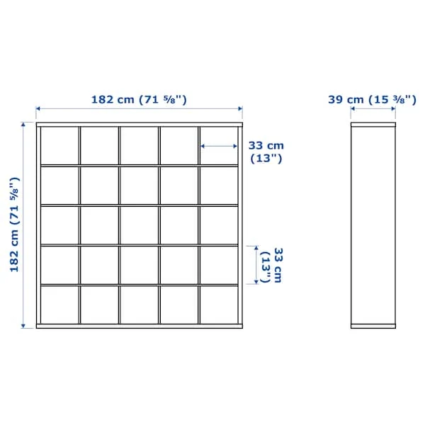 KALLAX shelving unit with 10 inserts, white, 182x182 cm