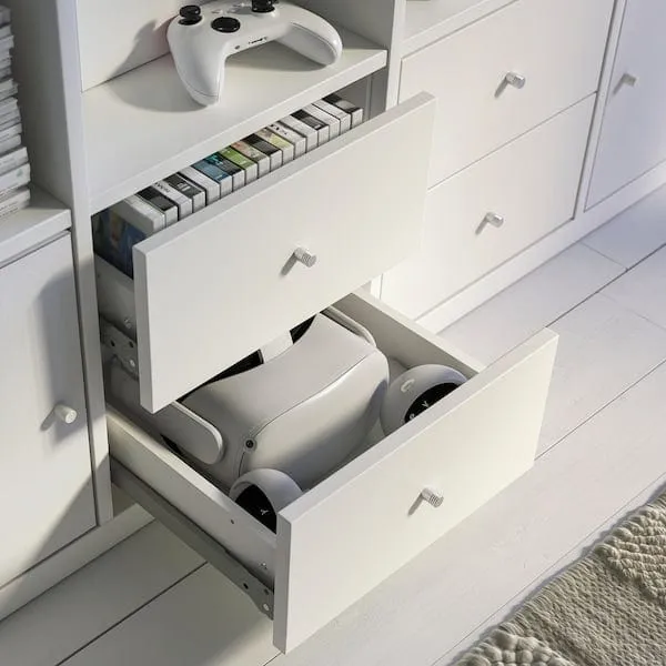 KALLAX shelving unit with 10 inserts, white, 182x182 cm
