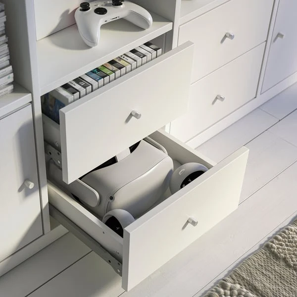 KALLAX shelving unit with 10 inserts, white, 182x182 cm