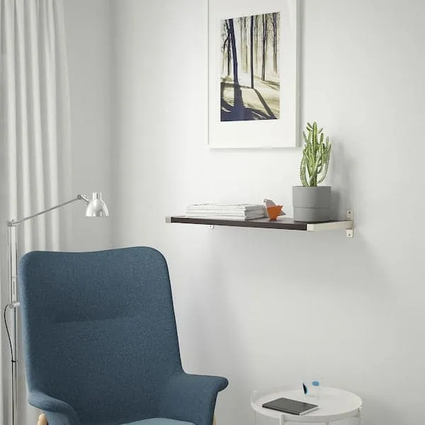 BERGSHULT / GRANHULT wall shelf, brown-black/nickel-plated, 80x30 cm
