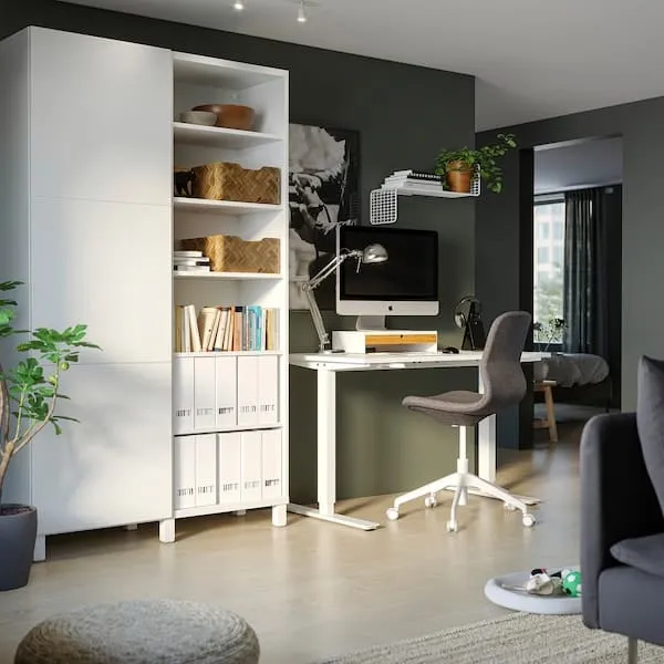 BESTÅ storage combination with doors, white/Lappviken/Stubbarp white, 120x42x202 cm