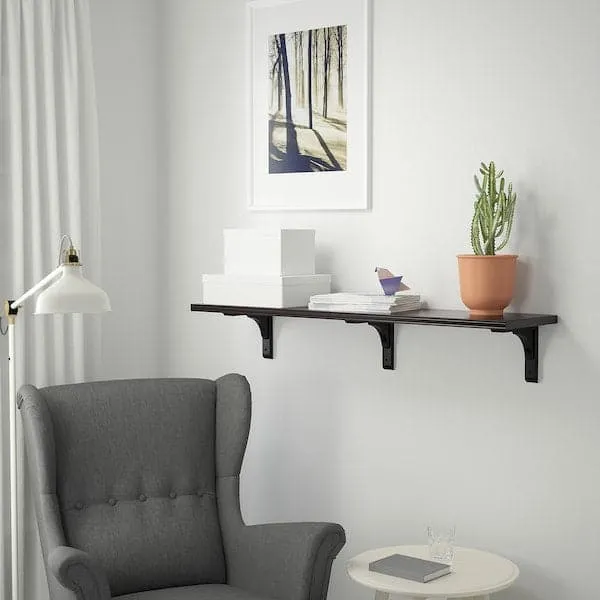 BERGSHULT / RAMSHULT wall shelf, brown-black, 120x30 cm