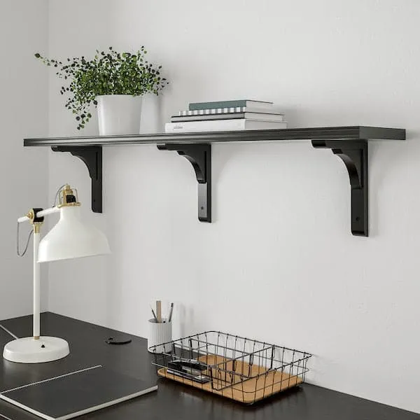 BERGSHULT / RAMSHULT wall shelf, brown-black, 120x20 cm