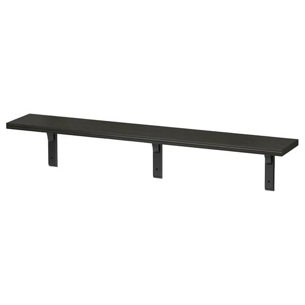 BERGSHULT / RAMSHULT wall shelf, brown-black, 120x20 cm