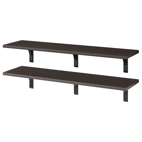 BERGSHULT / RAMSHULT wall shelf combination, brown-black, 120x30 cm