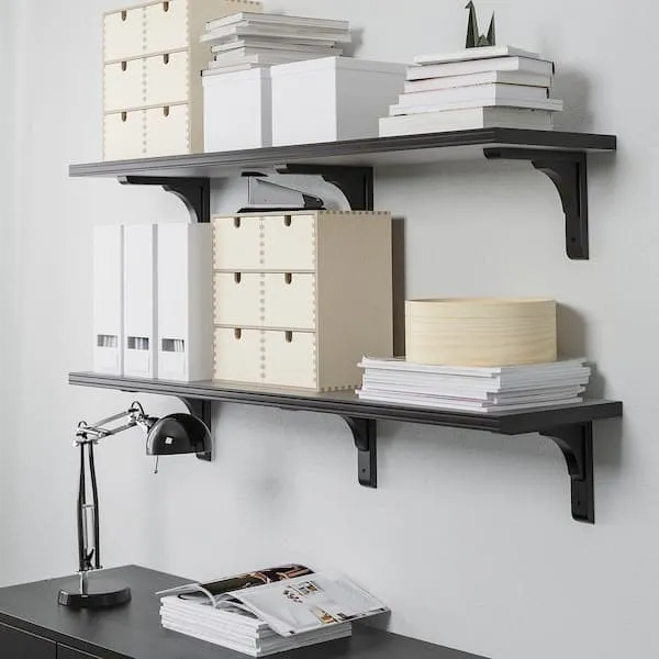 BERGSHULT / RAMSHULT wall shelf combination, brown-black, 120x30 cm