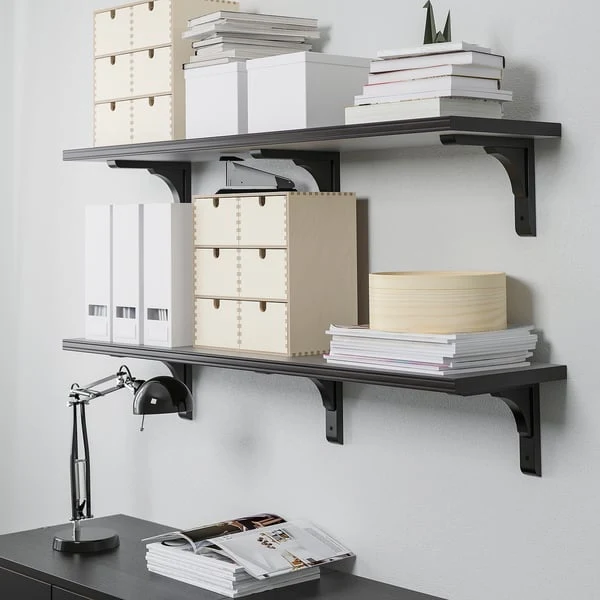 BERGSHULT / RAMSHULT wall shelf combination, brown-black, 120x30 cm