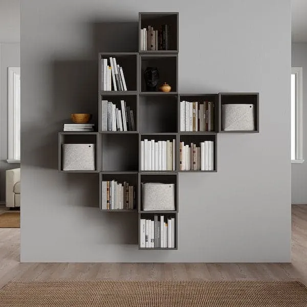 EKET wall-mounted cabinet combination, dark grey, 175x35x210 cm