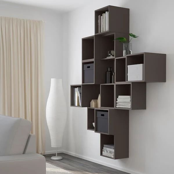 EKET wall-mounted cabinet combination, dark grey, 175x35x210 cm