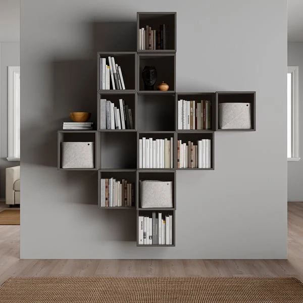 EKET wall-mounted cabinet combination, dark grey, 175x35x210 cm