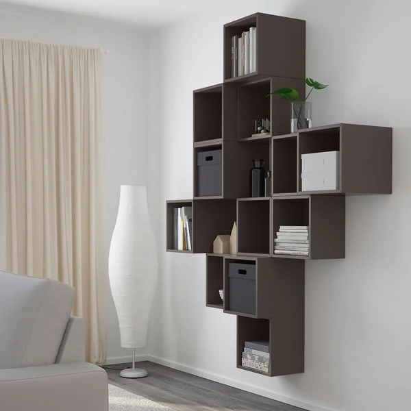 EKET wall-mounted cabinet combination, dark grey, 175x35x210 cm