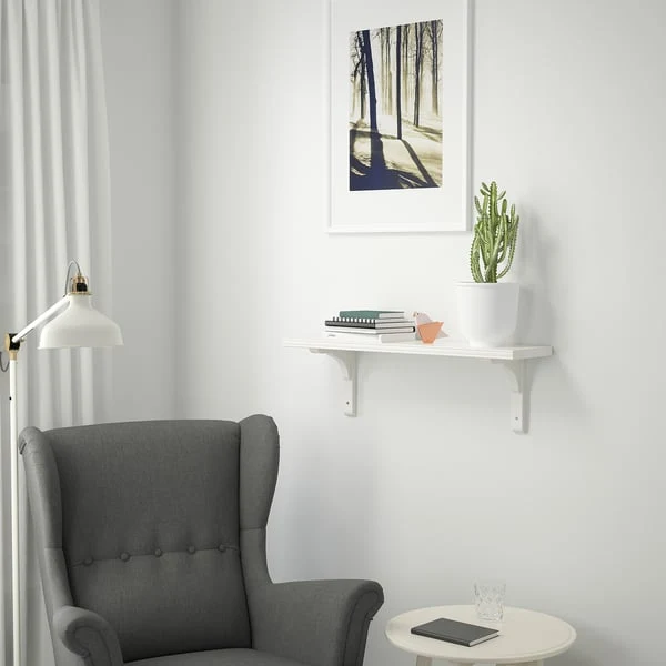 BERGSHULT / RAMSHULT wall shelf, white, 80x20 cm