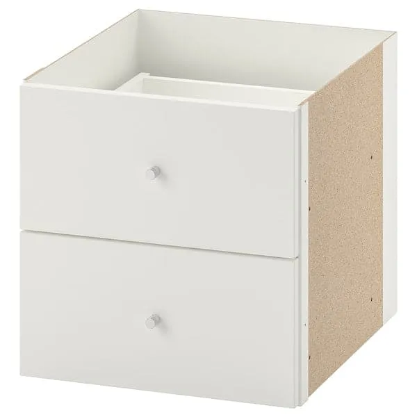 KALLAX shelving unit with 4 inserts, white, 147x147 cm