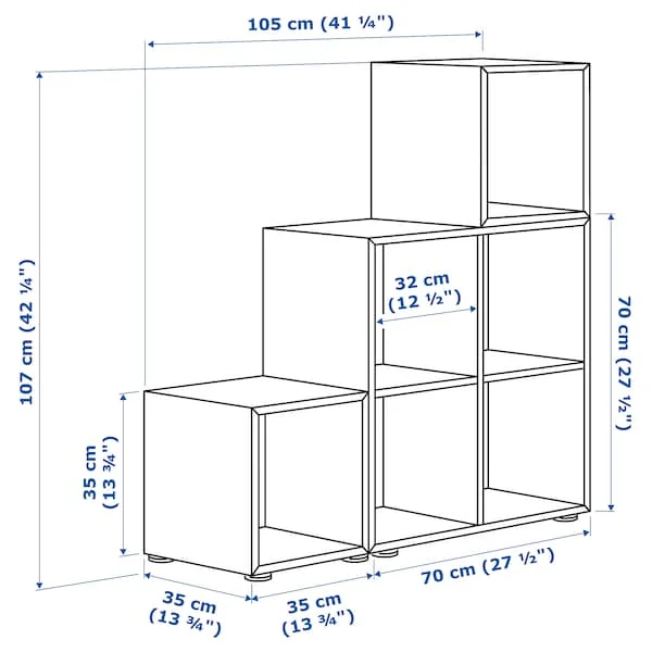 EKET cabinet combination with feet, white, 105x35x107 cm