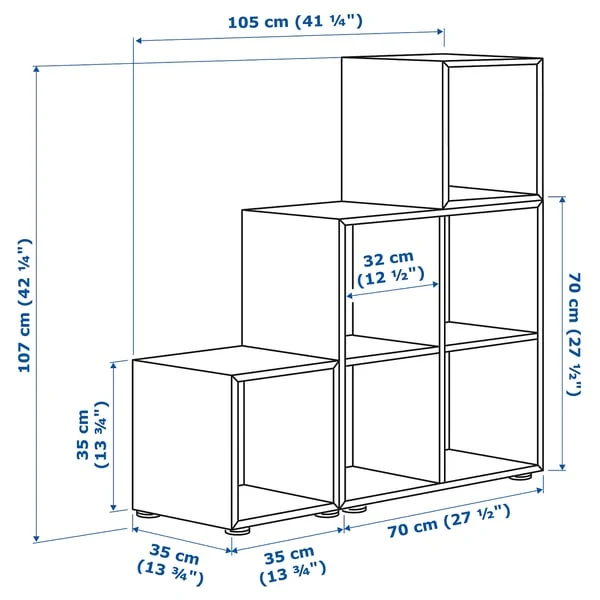 EKET cabinet combination with feet, white, 105x35x107 cm