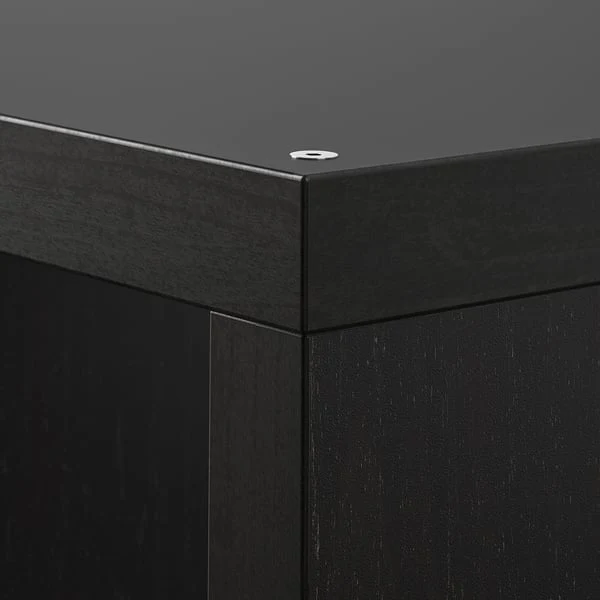 KALLAX shelving unit with 10 inserts, black-brown, 182x182 cm