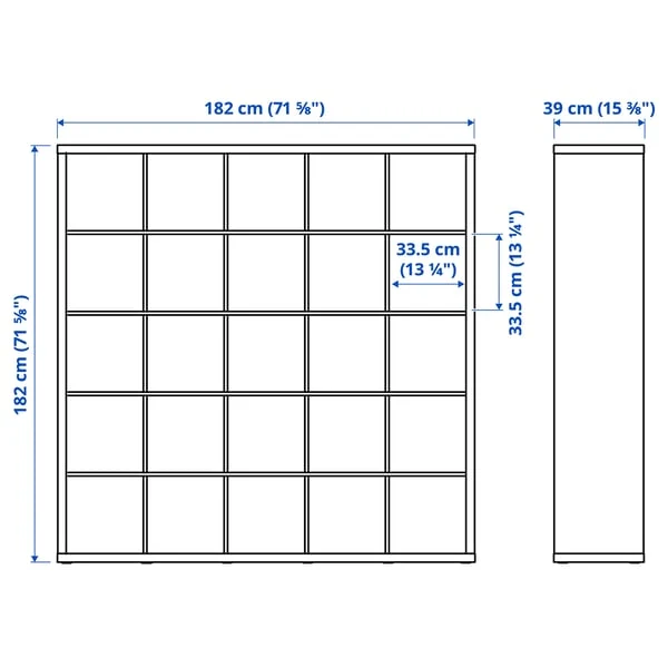 KALLAX shelving unit with 10 inserts, black-brown, 182x182 cm