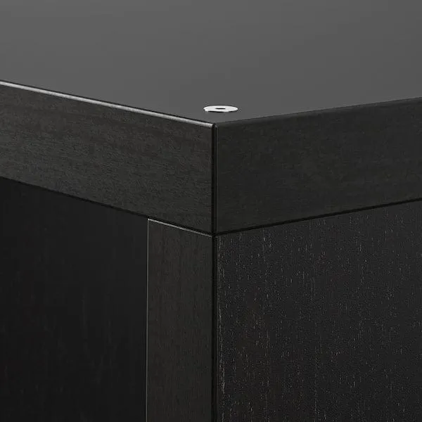 KALLAX shelving unit with 4 inserts, black-brown, 147x147 cm