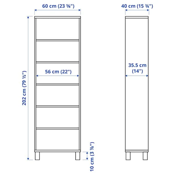 BESTÅ cabinet unit, black-brown, 60x40x202 cm